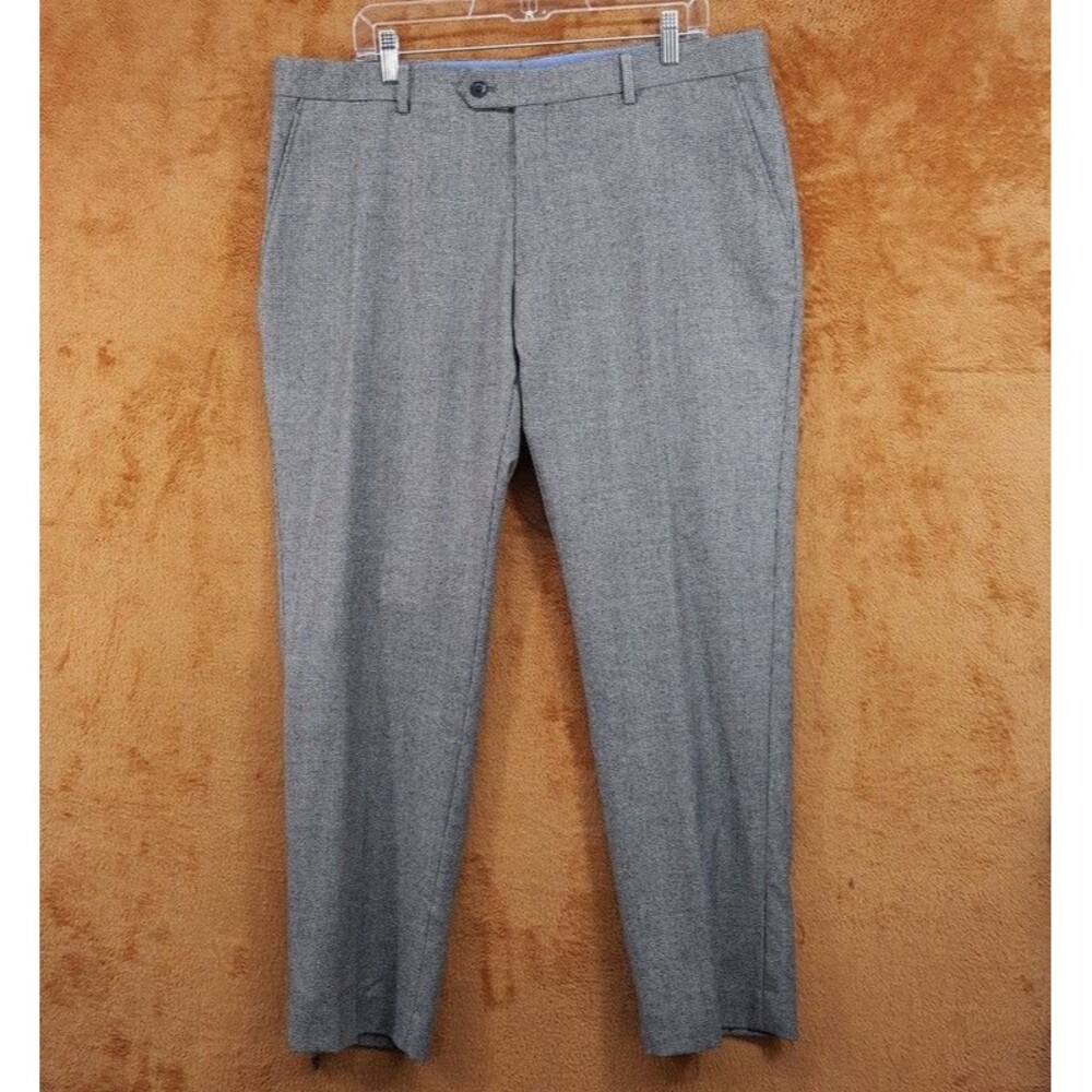 TOMMY HILFIGER Pants Mens Size 38x30 Grey Houndstooth 100% Dress Slacks Trousers
